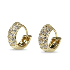 9ct Yellow Gold Diamond Pave Hoop Earrings
