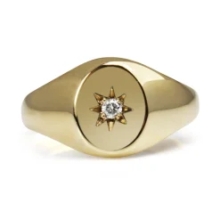 9ct Yellow Gold Diamond Signet Ring