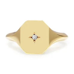 9ct Yellow Gold Diamond Signet Ring