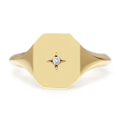 18ct Yellow Gold Diamond Signet Ring