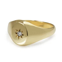 9ct Yellow Gold Diamond Signet Ring