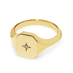 18ct Yellow Gold Diamond Signet Ring