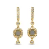 18ct Yellow Gold Diamond Slice / Portrait Halo Drop Earrings