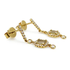 18ct Yellow Gold Diamond Slice / Portrait Halo Drop Earrings