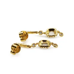 18ct Yellow Gold Diamond Slice / Portrait Halo Drop Earrings