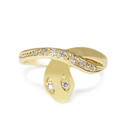 18ct Yellow Gold Diamond Snake Ring