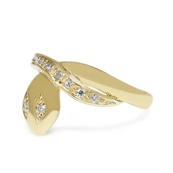18ct Yellow Gold Diamond Snake Ring