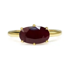 18ct Yellow Gold East West Style Ruby Ring