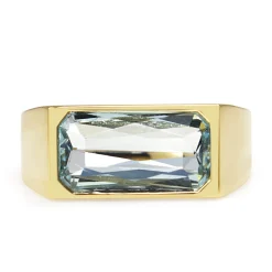 18ct Yellow Gold East West Set Aquamarine Ring
