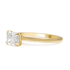 18ct Yellow Gold East West Emerald Cut 1.05ct Diamond Solitaire Ring