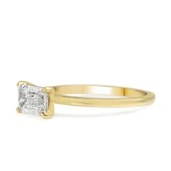 18ct Yellow Gold East West Emerald Cut 1.00ct Diamond Solitaire Ring