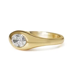 18ct Yellow Gold East West Bezel Set Oval Diamond Solitaire Ring
