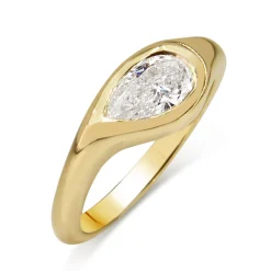18ct Yellow Gold East West Pear Bezel Diamond Ring