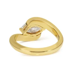 18ct Yellow Gold East West Marquise Diamond Twist Solitaire Ring