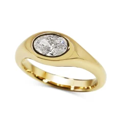 18ct Yellow Gold East West Bezel Set Oval Diamond Solitaire Ring