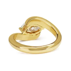 18ct Yellow Gold East West Marquise Diamond Twist Solitaire Ring