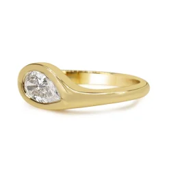 18ct Yellow Gold East West Pear Bezel Diamond Ring