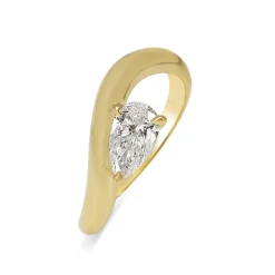 18ct Yellow Gold East West Pear Diamond Twist Diamond Ring