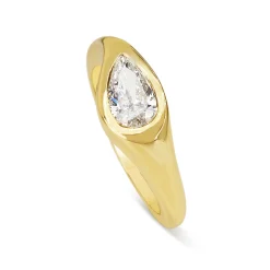 18ct Yellow Gold East West Pear Bezel Diamond Ring