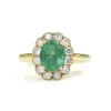 18ct Yellow Gold Emerald and Diamond Daisy Ring