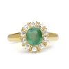 18ct Yellow Gold Emerald and Diamond Antique Ring