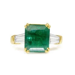 14ct Yellow Gold Emerald and Diamond Ring