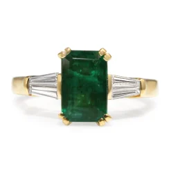 18ct Yellow Gold Emerald and Diamond Ring