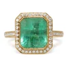 18ct Yellow Gold Emerald and Diamond Halo Ring