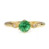 18ct Yellow Gold Emerald and Diamond Vintage Style Solitaire Ring