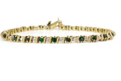 14ct Yellow Gold Emerald and Diamond Bracelet