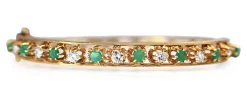 14ct Yellow Gold Emerald and Diamond Bangle