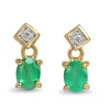 9ct Yellow Gold Emerald and Diamond Drop Earrings