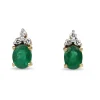9ct Yellow Gold Emerald and Diamond Stud Earrings