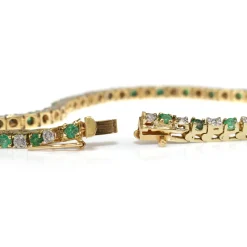 14ct Yellow Gold Emerald and Diamond Bracelet