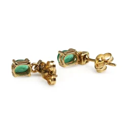 9ct Yellow Gold Emerald and Diamond Drop Earrings