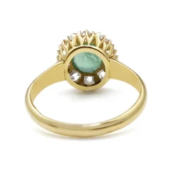 18ct Yellow Gold Emerald and Diamond Antique Ring
