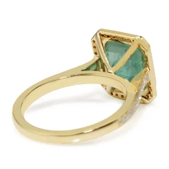 18ct Yellow Gold Emerald and Diamond Halo Ring