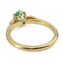 18ct Yellow Gold Emerald and Diamond Vintage Style Solitaire Ring