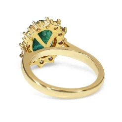 18ct Yellow Gold Emerald and Diamond Halo Ring