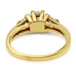 18ct Yellow Gold Emerald and Trillion 3 Stone Diamond Ring