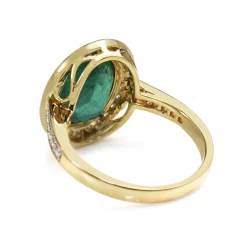 18ct Yellow Gold Emerald and Diamond Halo Ring