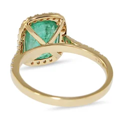 18ct Yellow Gold Emerald and Diamond Halo Ring