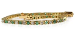 14ct Yellow Gold Emerald and Diamond Bracelet