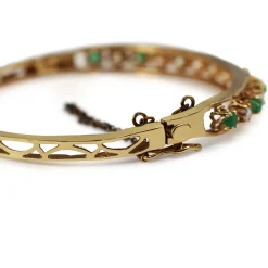 14ct Yellow Gold Emerald and Diamond Bangle