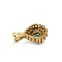 14ct Yellow Gold Emerald and Diamond Pear Shaped Pendant