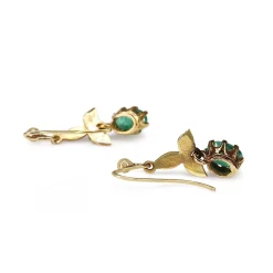 9ct Yellow Gold Emerald and Pearl Antique Earrings