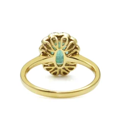 18ct Yellow Gold Emerald and Diamond Daisy Ring