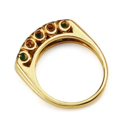 14ct Yellow Gold Emerald and Diamond 5 Stone Ring