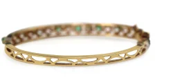 14ct Yellow Gold Emerald and Diamond Bangle