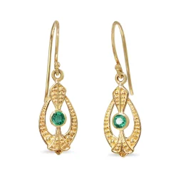 9ct Yellow Gold Emerald Art Deco Style Earrings